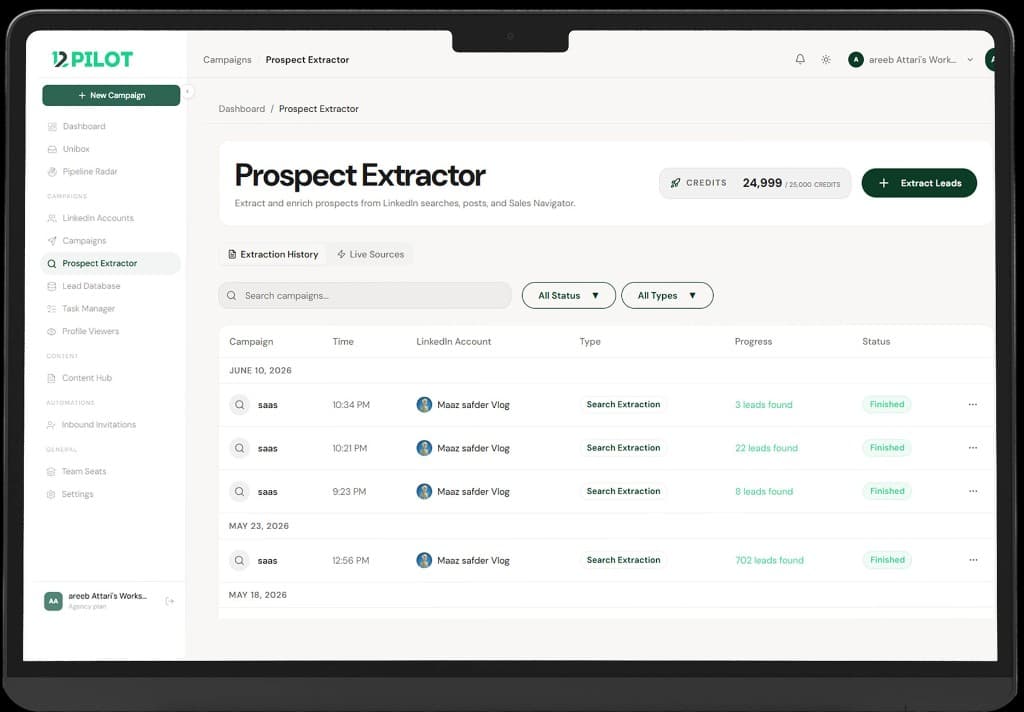 Prospect Extractor interface