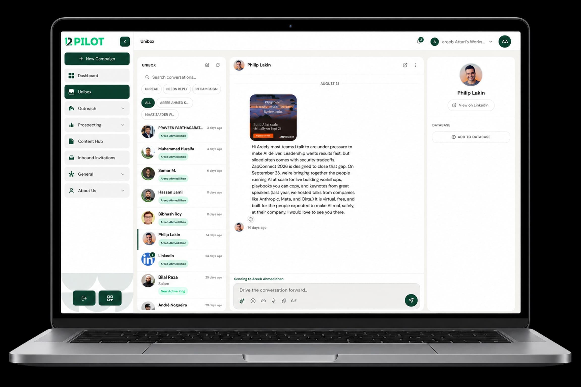 Use Unibox for conversations